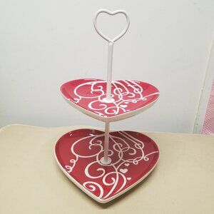 Decorative Heart Two-Tier Dessert Stand